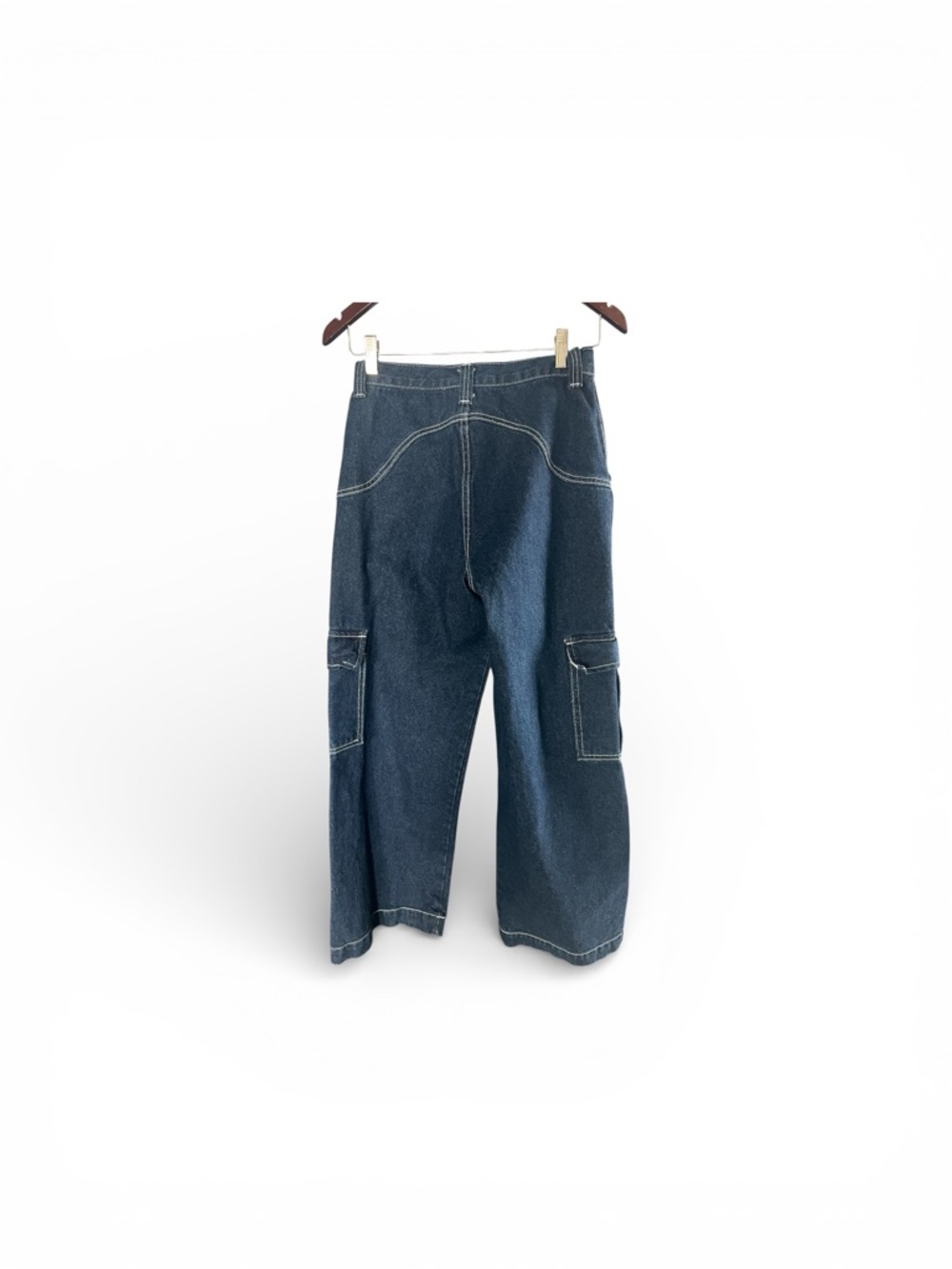 J. Galt Wide-Leg Cargo Jeans for Women in Dark Blue Small Like New - Picture 5 of 11